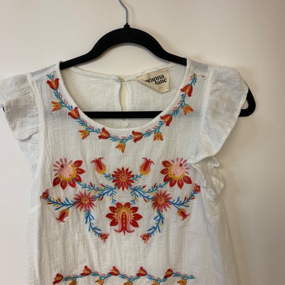 SavannaJane Blouse Womens White SZ Small Bohemian Embroidered Festival Country - Picture 2 of 8